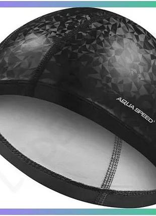 Шапка для плавания aqua speed flux черная унисекс с полиуретановым покрытием для взрослых водонепрониц sku_143-07