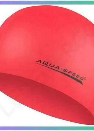 Шапка для плавання aqua speed mega червона силіконова унісекс для басейну і тренувань sku_100-31