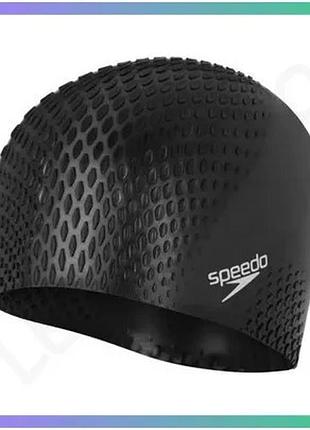 Шапка для плавання speedo bubble active чорна силіконова унісекс для захисту волосся від хлору sku_8-139540001