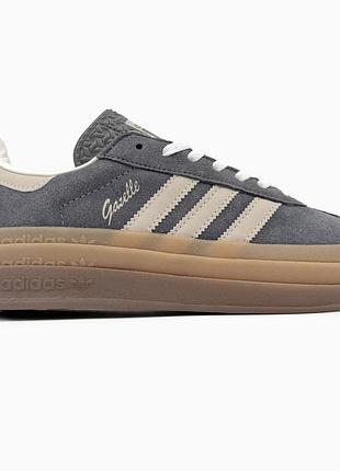 Кроссовки мужские, кроссовки женские, 1в1 люкс качество, кожа, adidas gazelle bold beige/white/gum, sky-adi-0463