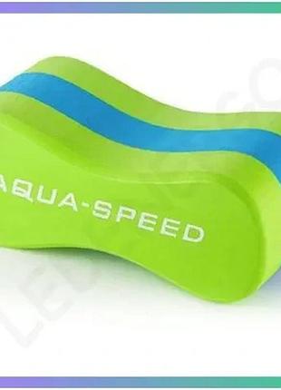 Колобашка для плавання aqua speed junior 3 layers pullbuoy зелений блакитний для плавців унісекс 20x8x sku_149-04