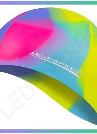 Шапка для плавання aqua speed bunt мультиколор силіконова унісекс для басейну шапочка для плавання sku_113-44