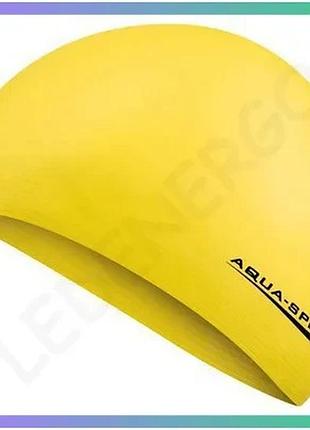 Шапка для плавання aqua speed soft latex жовта м'яка шапочка для дорослих та дітей унісекс sku_122-18