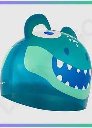 Шапка для плавання speedo croc prt character зелена для дітей силіконова шапочка для басейну sku_8-12240d680
