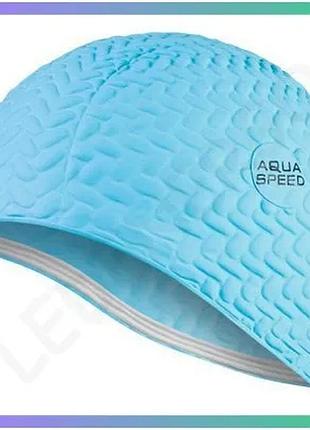 Шапка для плавания aqua speed bombastic tic-tac латексная светло-голубая для женщин для открытых водое sku_117-02
