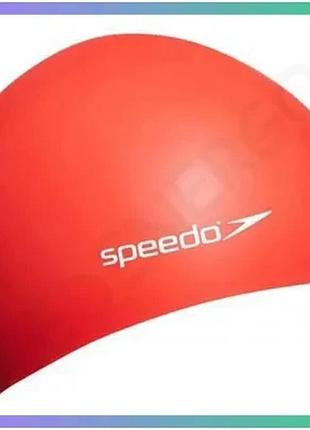 Шапка для плавання speedo flat silcone cap червона для дітей комфортна силіконова шапка для басейну sku_8-709931959-2