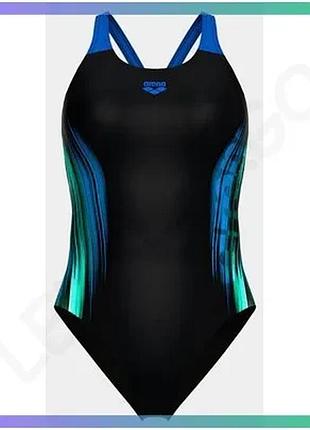 Купальник arena breath swimsuit v back lb синій чорний бірюзовий для жінок з високоякісних матеріалів sku_008330-580