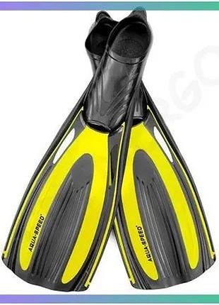 Ласти aqua speed hydro 4755 черные желтые 46-47 для плавания унитарные подводные ласты sku_530-18