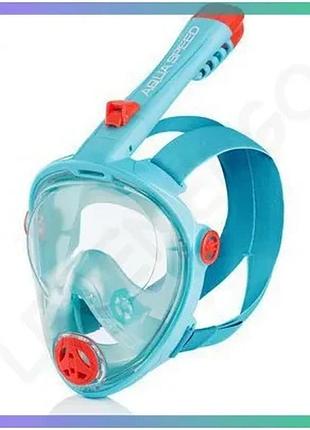 Полнофасная маска aqua speed spectra 2.0 kid 7080 бирюзовая для плавания детей с трубкой sku_248-02