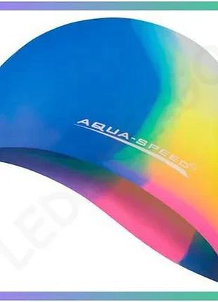 Шапка для плавання aqua speed bunt 4060 мультиколор силіконова унісекс для басейну шапочка для плаванн sku_113-67