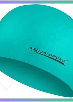 Шапка для плавания aqua speed mega 100-12 зелёная силиконовая для бассейна унисекс sku_100-12