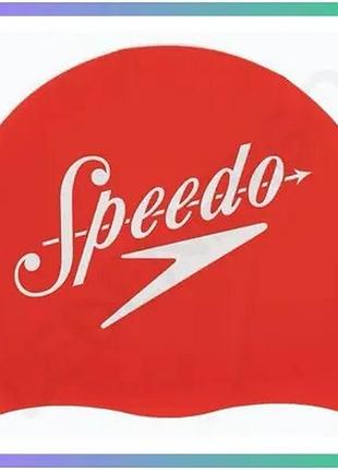 Шапка для плавання speedo slogan prt cap червона біла унісекс 100% силікон для плавання та тренувань sku_8-0838514614