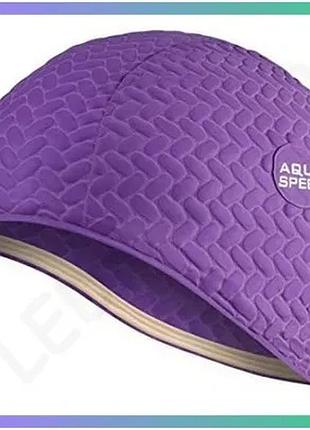 Шапка для плавання aqua speed bombastic tic-tac 5719 фіолетова для жінок з довгим волоссям унісекс sku_117-09