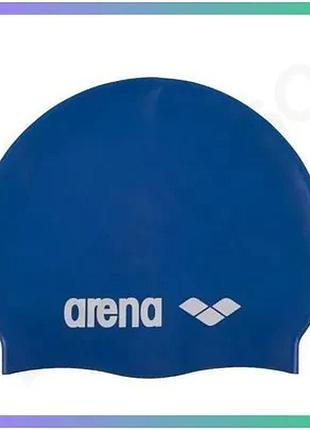 Шапка для плавання arena classic silicone синя біла унісекс для тренувань у басейні 100% силікон sku_91662-077