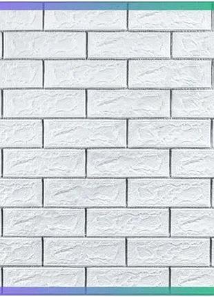 Самоклеюча 3d панель 700х770х5мм біла цегла смужка срібло для внутрішніх робіт декорування стін sku_sw-00000753