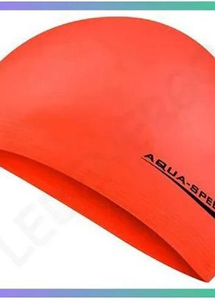Шапка для плавання aqua speed soft latex 5733 неоновий помаранчевий унісекс для плавців м'яка шапочка sku_122-75