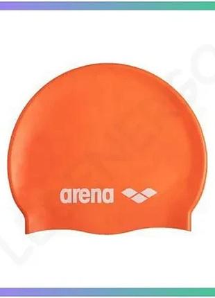 Шапка для плавання arena classic silicone помаранчева гіпоалергенна шапочка для плавання унісекс sku_91662-106