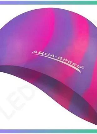 Шапка для плавання aqua speed bunt 4055 мультиколор силіконова унісекс для басейну шапочка для води sku_113-62