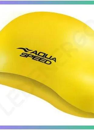 Шапка для плавання aqua speed mono жовта силіконова унісекс для басейну з ідеальною посадкою sku_111-18