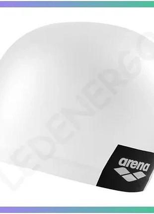 Шапка для плавання arena logo moulded cap біла силіконова унісекс для басейну тренувань плавання sku_001912-200