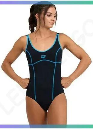 Купальник закритий arena tania clip back swimsuit чорний блакитний для жінок 48 для плавання спортивни sku_005974-580