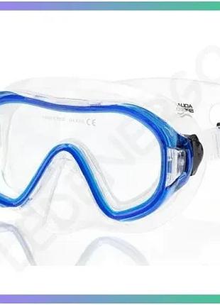 Маска для дайвинга aqua speed junior синяя прозрачная для детей с системой easyadjust и двойным уплотн sku_223-11