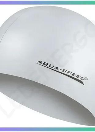 Шапка для плавання aqua speed mega 100-26 срібляста шапочка для водних видів спорту унісекс 100% силік sku_100-26