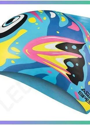 Шапка для плавання aqua speed zoo fish 8688 силіконова синя жовта рожевий для дітей захист волосся у в sku_115-01-fish