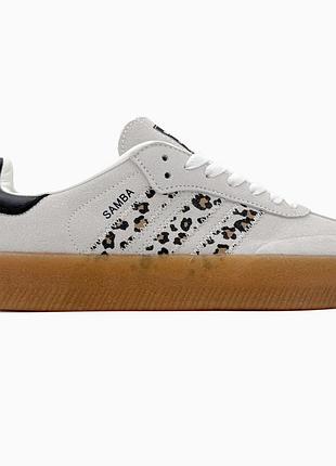 Кроссовки мужские, кроссовки женские, 1в1 люкс качество, кожа, adidas samba platform beige/leo, sky-adi-0459