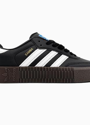 Кросівки чоловічі, кросівки жіночі, 1в1 люкс якість, шкіра, adidas samba rose w black gum, sky-adi-0405