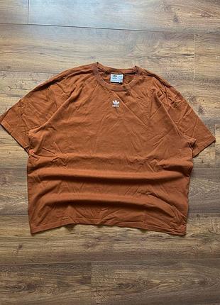 Женская футболка оверсайз adidas originals l-xl center trefoil logo терракотовая streetwear