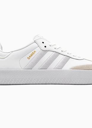 Кроссовки мужские, кроссовки женские, 1в1 люкс качество, кожа, adidas samba platform white, sky-adi-0546