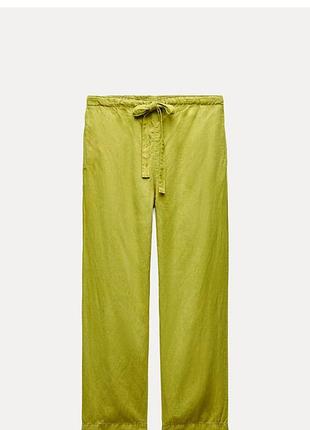 Брюки женские zara м 28 размер зеленый цвет