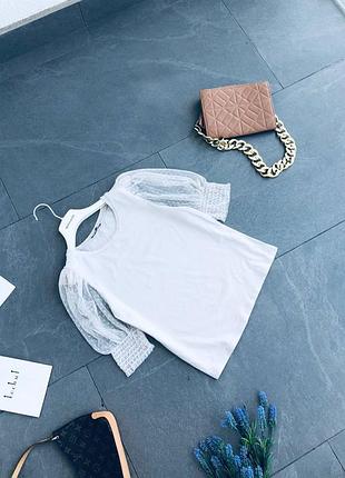 Футболка zara з прозорими рукавами