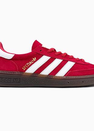Кросівки чоловічі, кросівки жіночі, 1в1 люкс якість, шкіра, adidas handball spezial red, sky-adi-0539