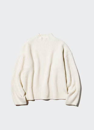 Uniqlo женский джемпер свитр 01 off white lsoufflé yarn mock neck jumper