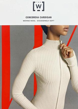 Wolford шерстяной кардиган по фигуре concordia кремовый белый на молнии в рубчик