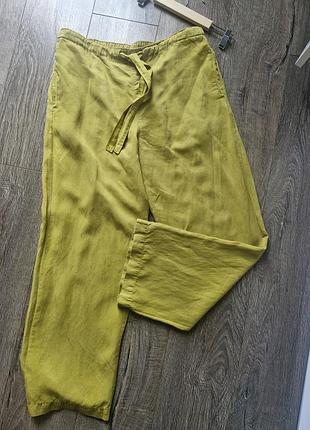 Штани жіночі zara  м 28 розмір зелений колір льон ліоцел