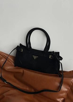 Жіноча замшева сумочка prada брендова класична сумка із замші прада ділова сумка для дівчини через плече