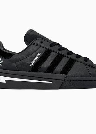 Кросівки чоловічі, кросівки жіночі, 1в1 люкс якість, шкіра, adidas superstar x neighborhood black/white, sky-adi-0474