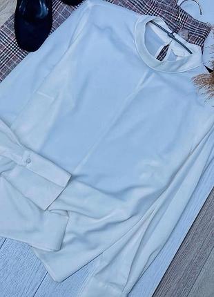 Нова літня блуза h&m l біла блуза пряма класична блуза на манжетах базова блуза