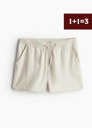 Бежеві вільні шорти з льоном h&m xs