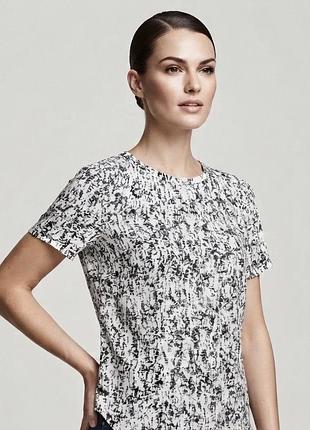 Черная с белым блуза блузка футболка с мраморным принтом принт h&m размер xs s m