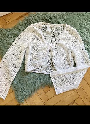 Білий ажурний кардиган від бренду h&m для дівчинки