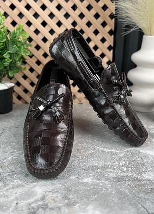Louis vuitton tasseled мокасины мужские коричневые кожаные 43