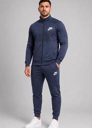 Чоловічий спортивний костюм nike синтетична лакоста з мікрофлісом осінь весна оригінал індонезія s індиго-темно синій/графіт