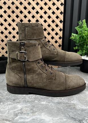 Louis vuitton combat damier ankle boots мужские ботинки замш оригинал 42.5 eur