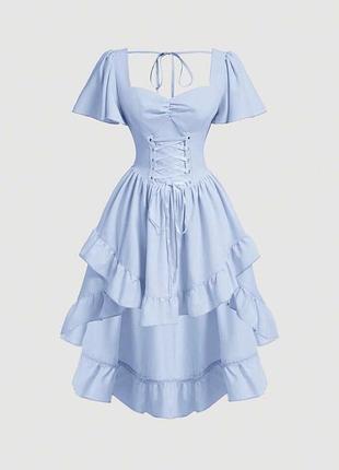 🥰блакитна асиметрична сукня на резинці shein l