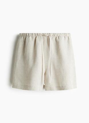 Базові короткі широкі вільні жіночі віскозно лляні шорти h&m