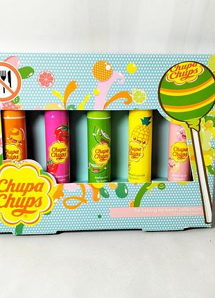 Набір бальзамів для губ chupa chups lip balm 5 шт